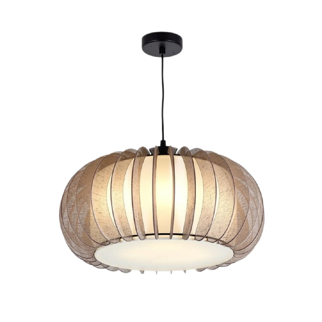 Suspension design moderne en bois et verre opale pour un éclairage chaleureux