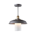 **Suspension Luminaire Métallique avec Écran en Verre Opale**