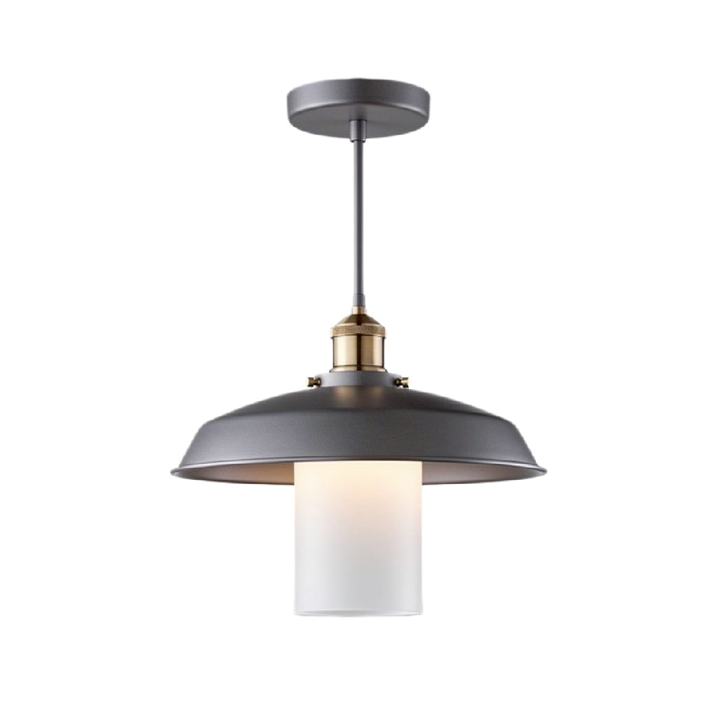 **Suspension Luminaire Métallique avec Écran en Verre Opale**