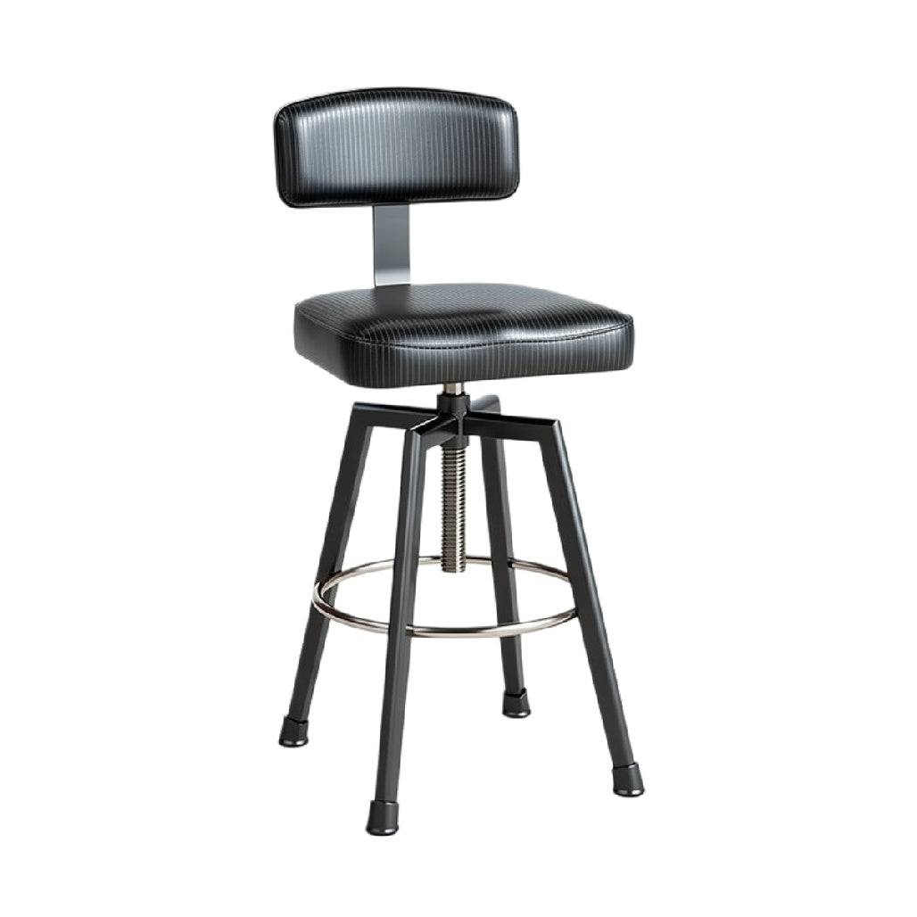 Titre technique en français : **Tabouret de bar réglable en hauteur avec dossier, design moderne**